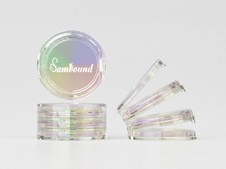 化妝品生產廠家定做電鍍幻彩粉餅盒