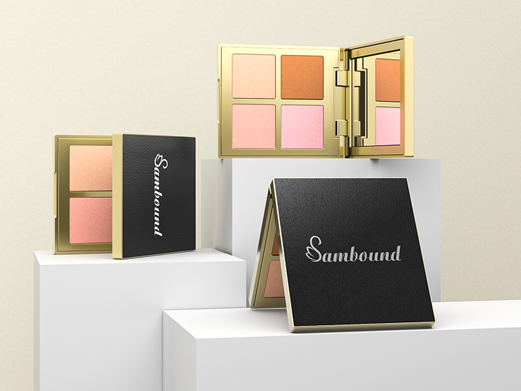 仿皮革紋理四色眼影盤(pán)包裝加工定制